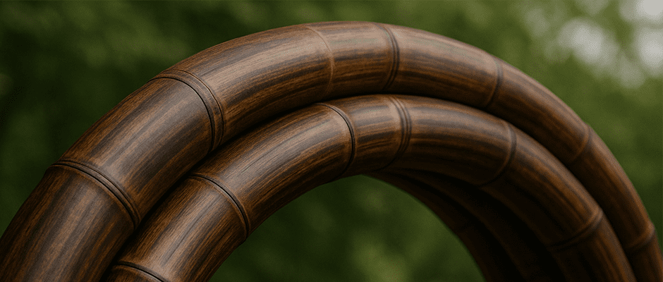 Arco curvado moderno de bambú tratado con carbonización. Arco curvado moderno de bambú tratado con carbonización.