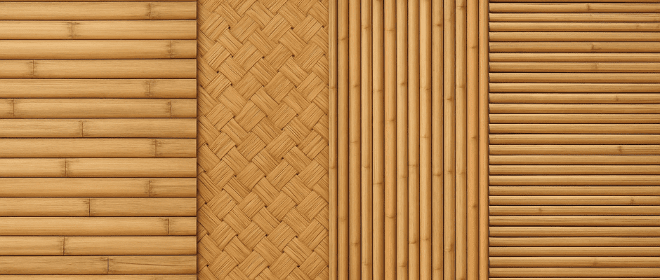 Confort ambiental: termorregulación y acústica Diseño de interiores y texturas de distintos tipos de paneles decorativos de bambú.