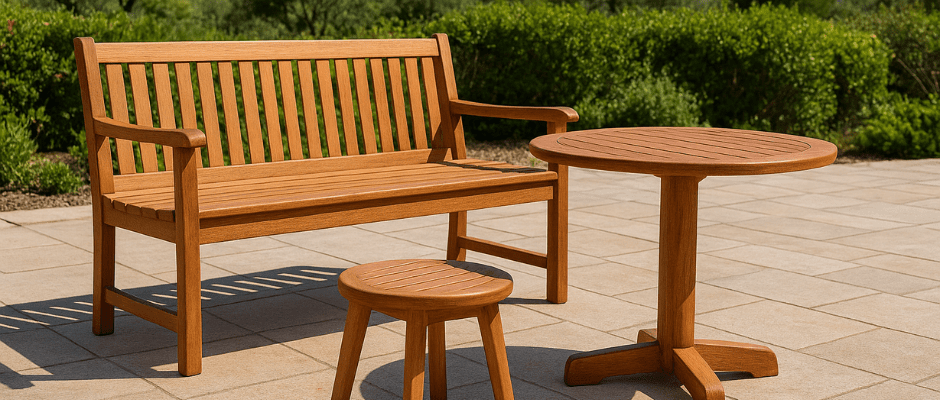 materiales de mobiliario en exteriores conservado en buen estado tras exposición solar.